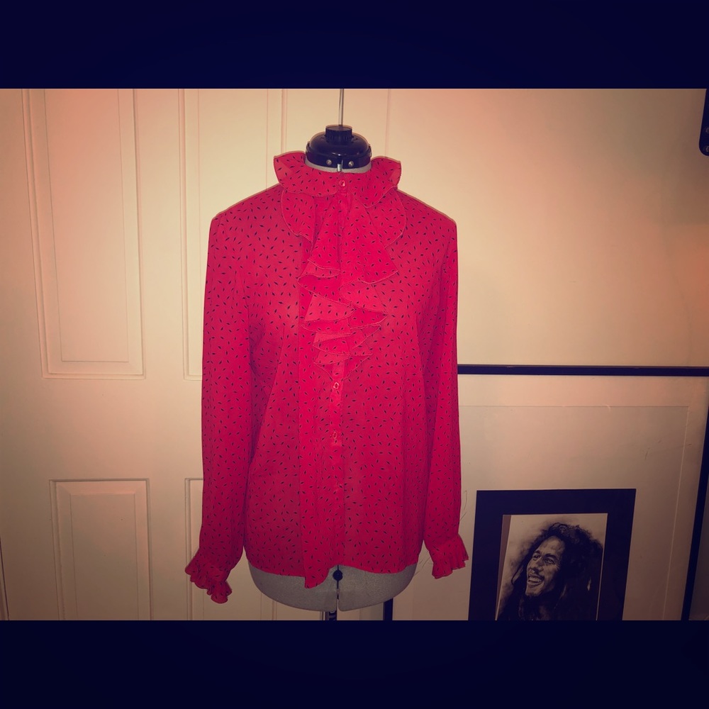 Beautiful ruffled button down blouse